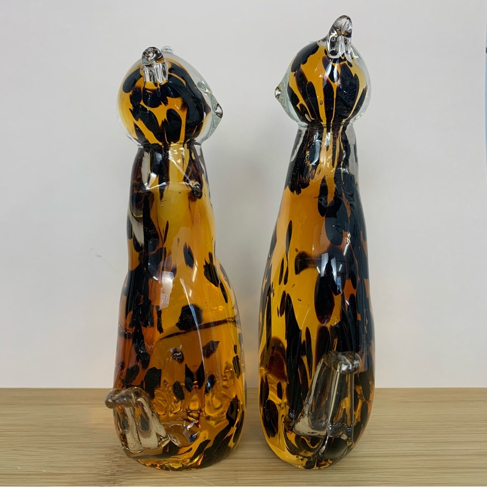 Vintage 80s Fifth Avenue Crystal Amber and Black Cat Figurines (Pair) - Picture 3 of 5